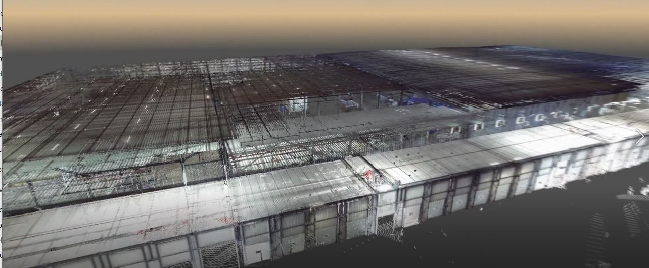 Pointcloud ter verificatie BIM van Distributiecentrum 35.000m2