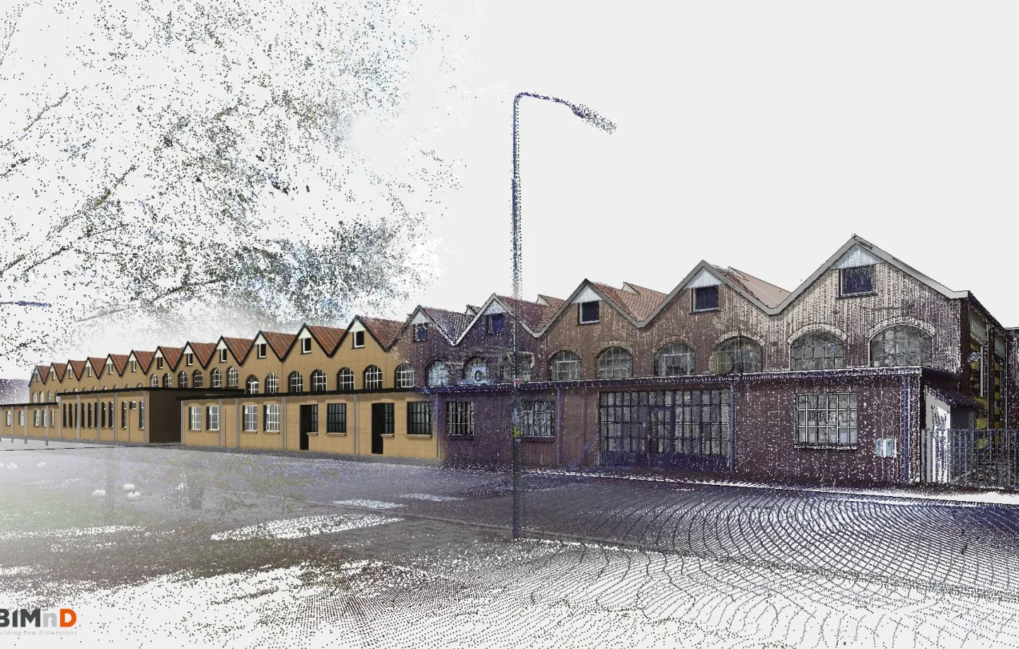 Pointcloud naar Revit model Rijtuigenloods in Amersfoort
